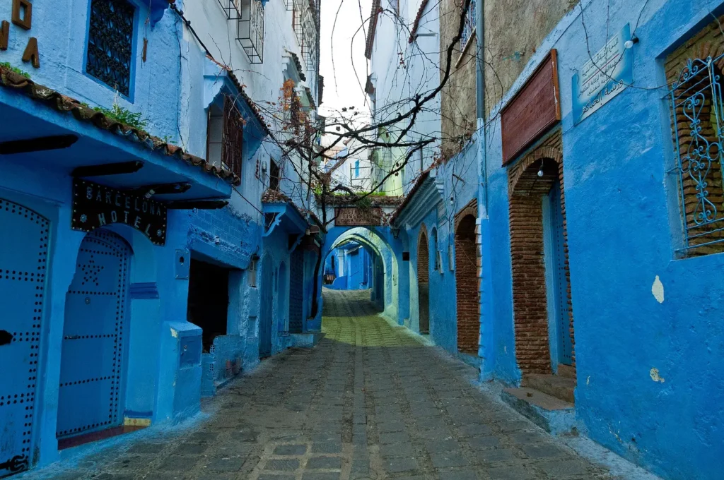 Blue street in Chefchaouen, the favourite of day trips from Tangier
